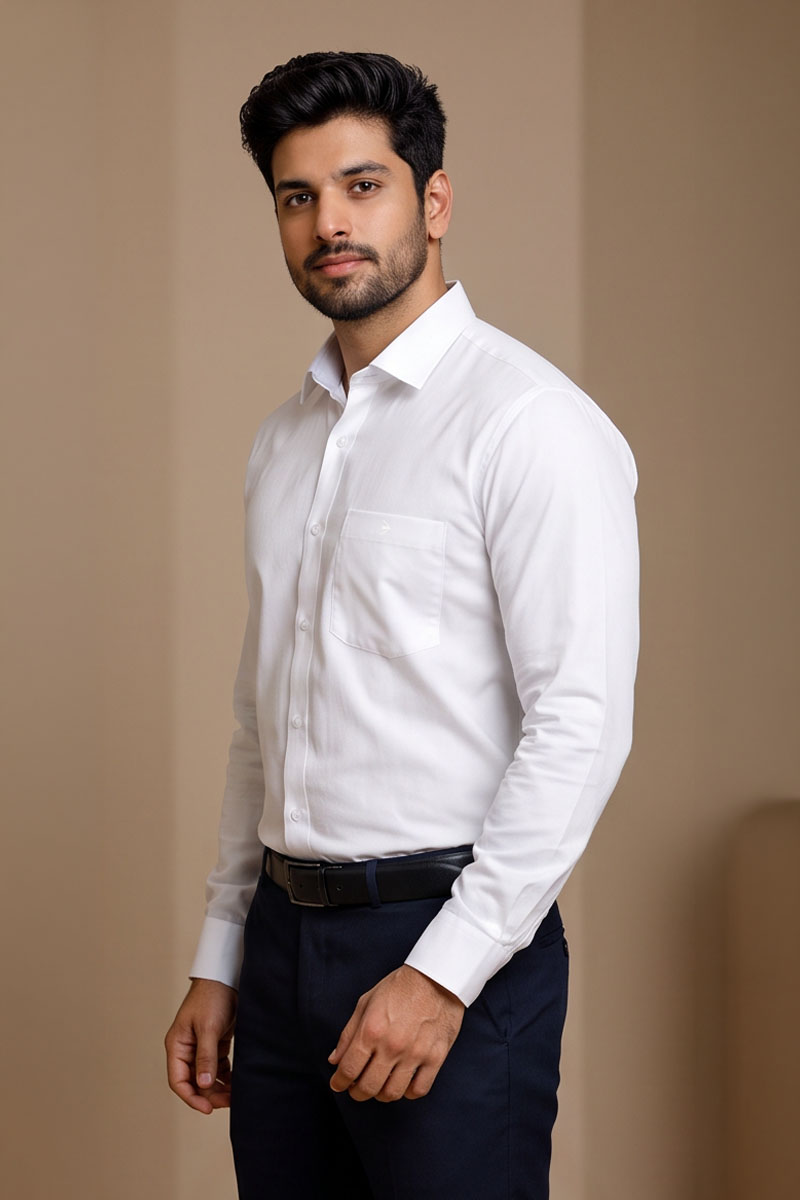 Premium White Formal Shirt -White - 2