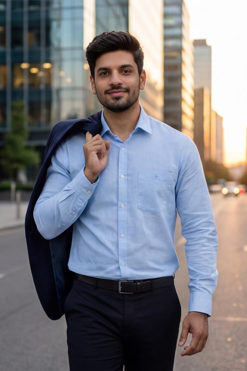 L-Grey Plain Formal Shirt (Smart Fit - Full Sleeves)_RBF-353 - 4