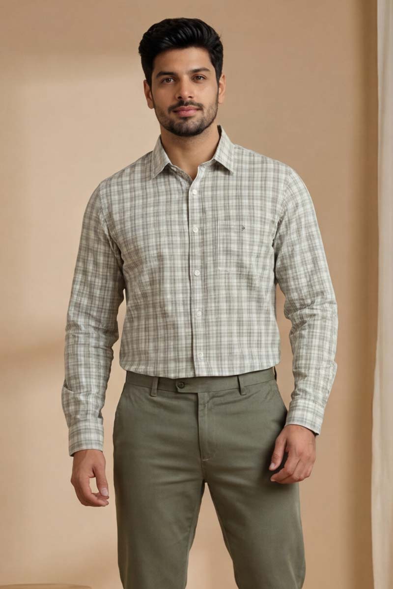 Premium M-Grey Plaid Shirt - M-Grey