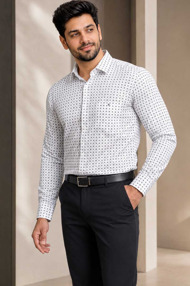 Grey Geometric Print Shirt - Grey - 2