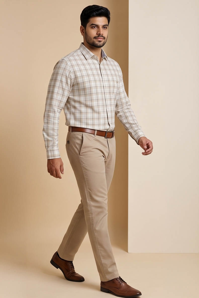 Premium Fawn Checked Shirt - Fawn