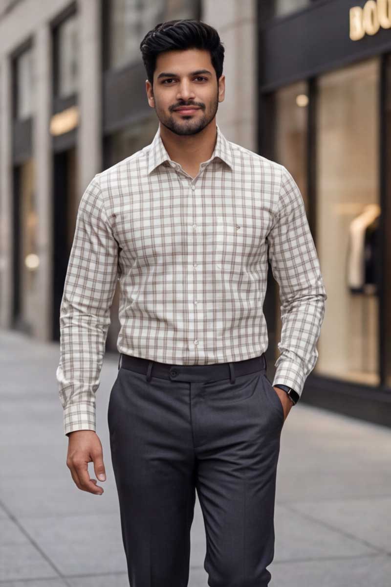 Heritage Check Formal Shirt – White - 3