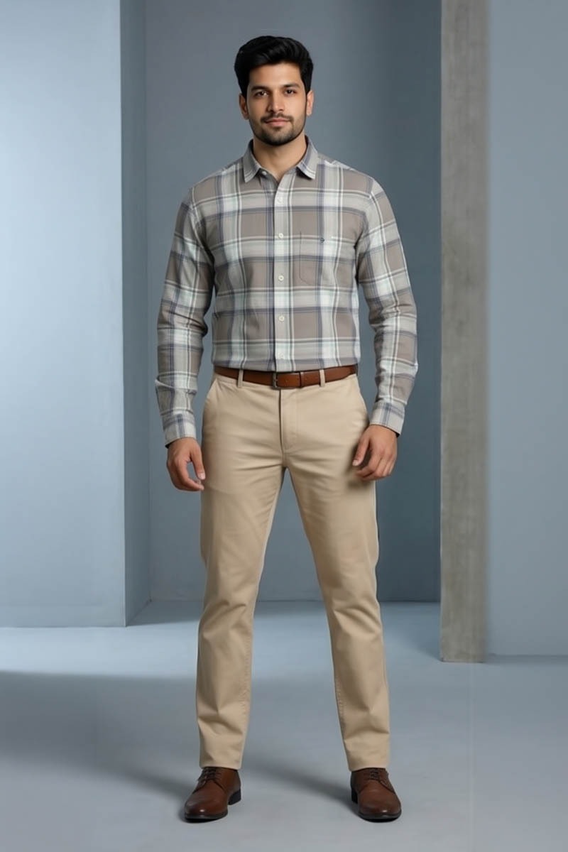 Urban Earth Check Shirt -Khaki - 3