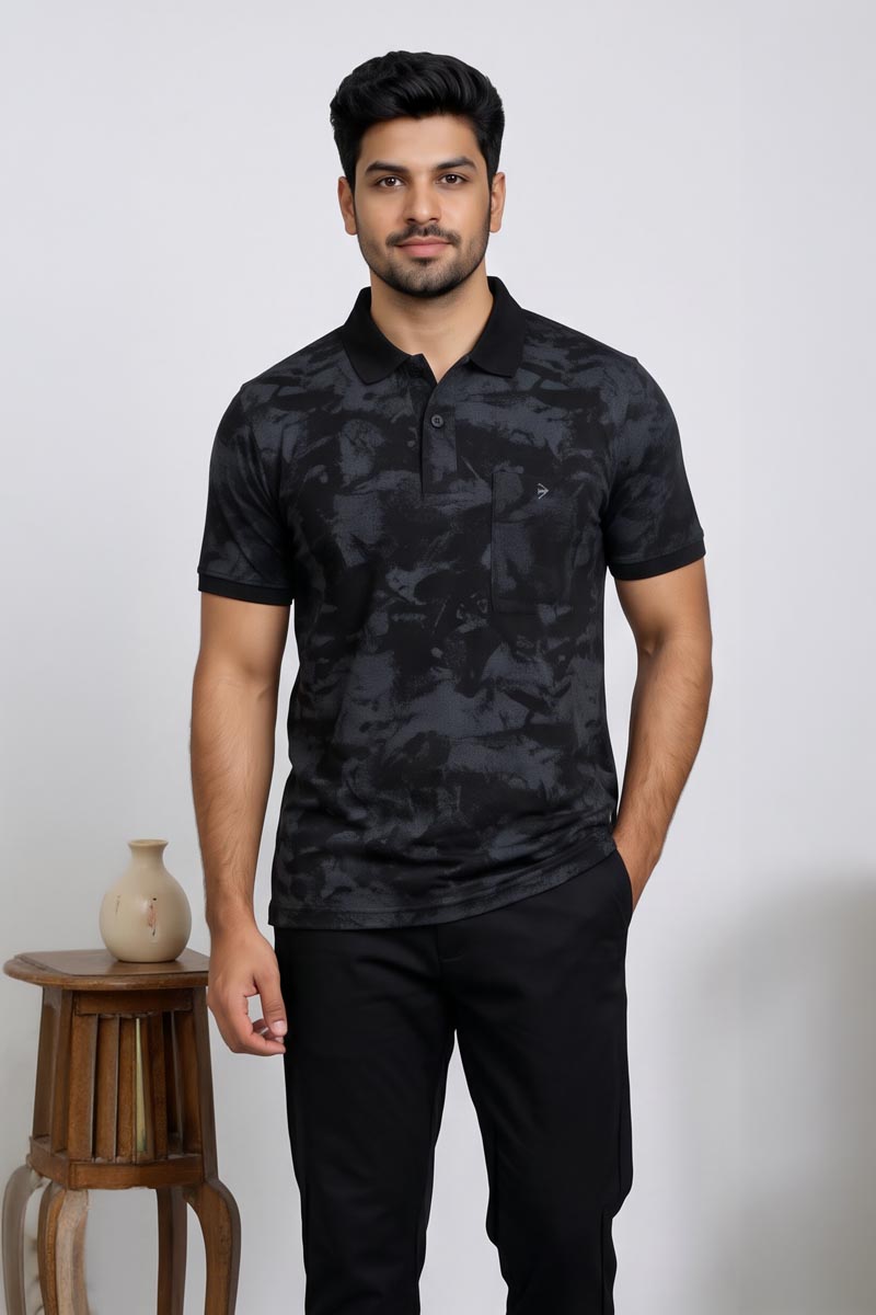 Elite Black Texture T-Shirt - Black - 5