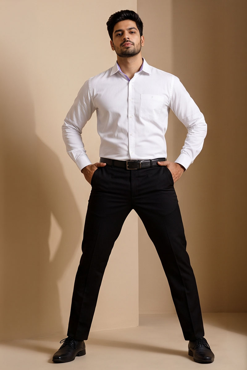 Executive White Formal Shirt -White - 4