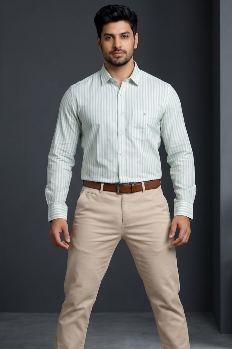 Men’s Classic Light Green Shirt - L-Green - 3