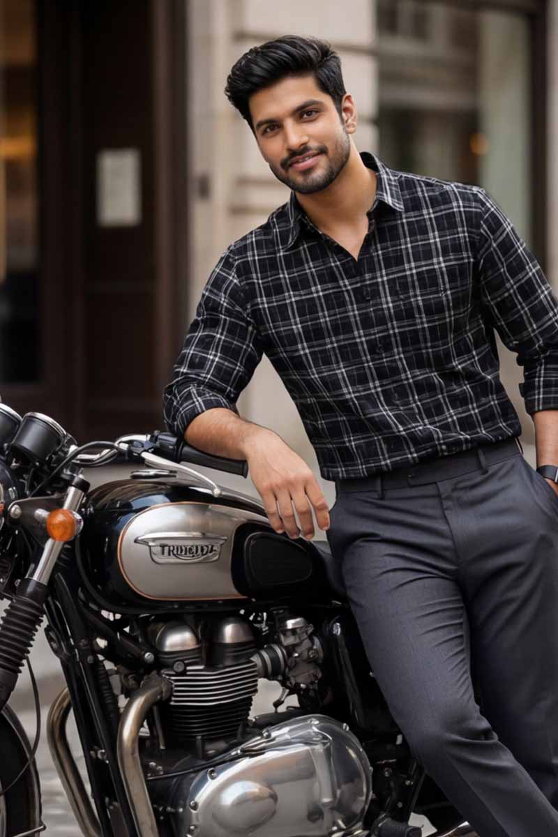 Black Checks Global Line Shirt (Smart Fit - Full Sleeves)_RGGL-1802 - 3