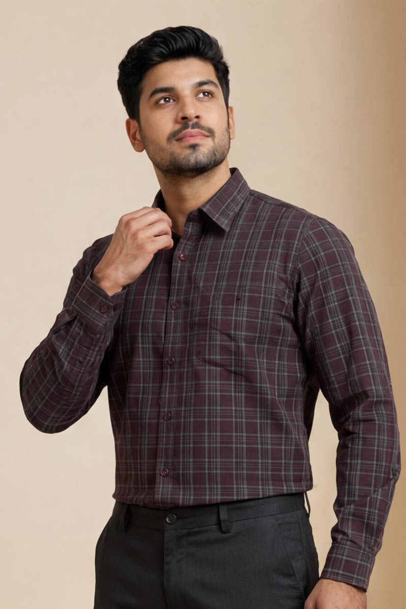Royal Maroon Check Shirt - Maroon - 3