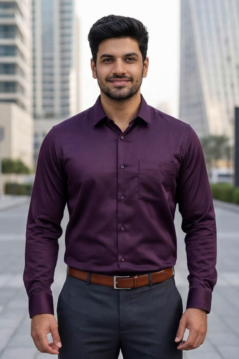 SmartEase Semi-Formal Shirt – Wine - 3