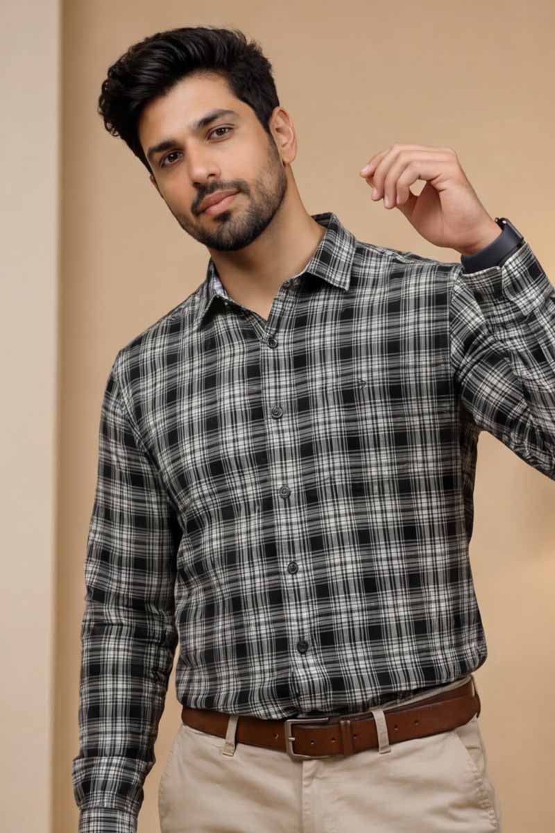 Cloud Ash Grey Plaid Shirt - Grey