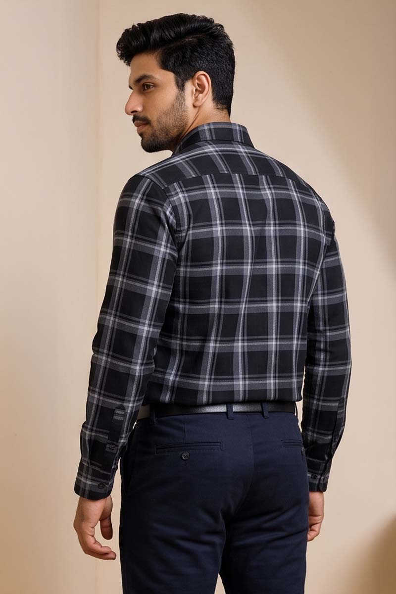 Midnight Check Shirt- Black - 6