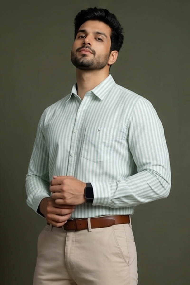 Men’s Classic Light Green Shirt - L-Green - 4