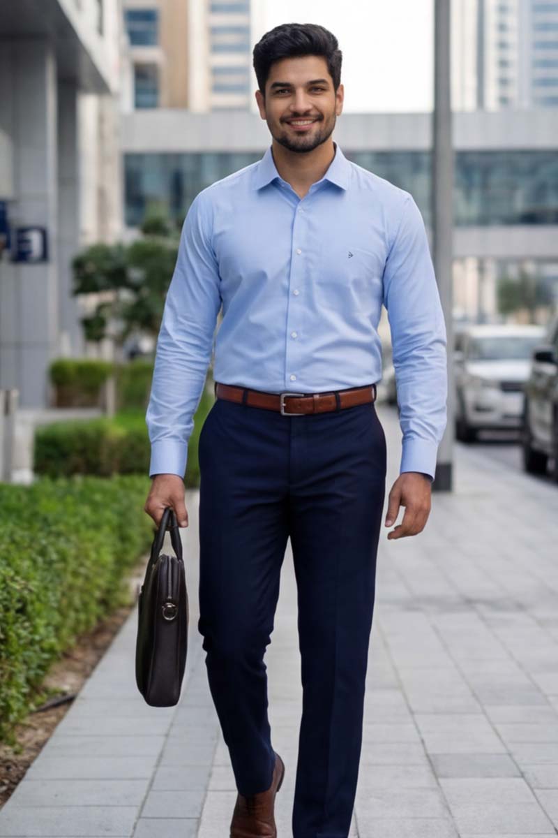 Classic Elite Formal Shirt – Light Blue (Slim Fit, Full Sleeve) - 4