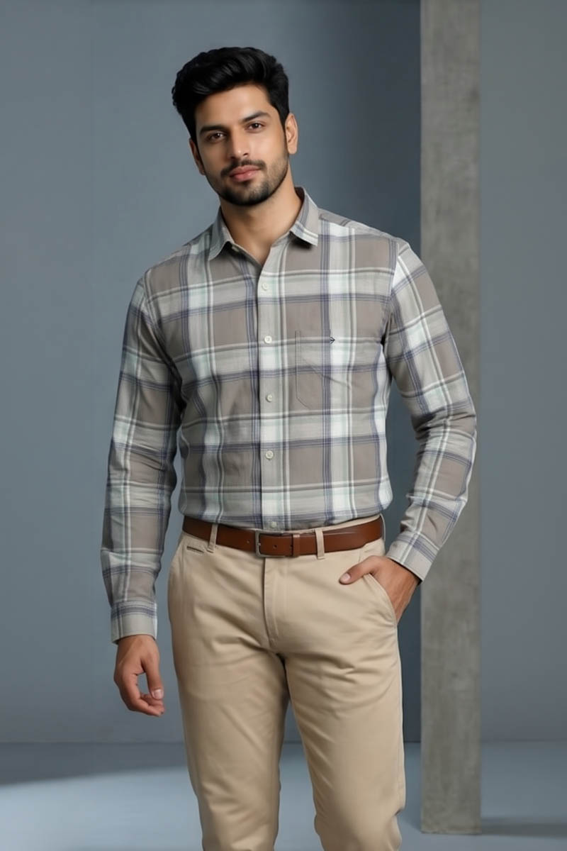 Urban Earth Check Shirt -Khaki