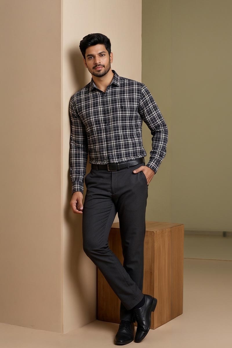 Classic Dark Grey Checked Shirt - D-Grey