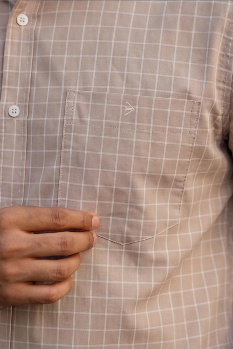 L-Peach Checks Formal Shirt (Smart Fit - Full Sleeves)_RABF-743 - 6