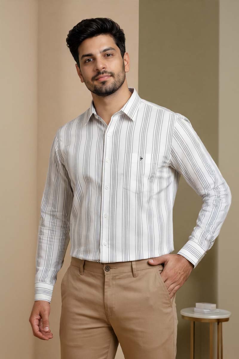 Luxe Stripe White Shirt - White - 3