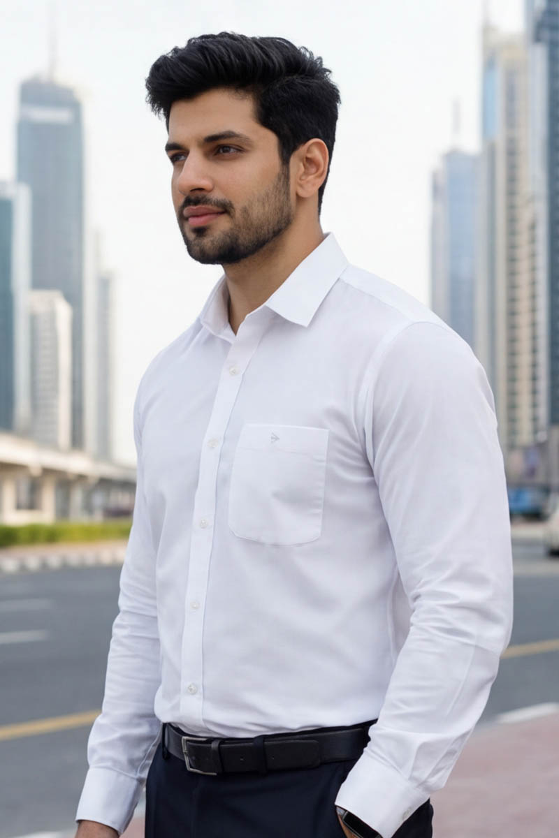 Classic Elite Formal Shirt – White (Slim Fit, Full Sleeve) - 3