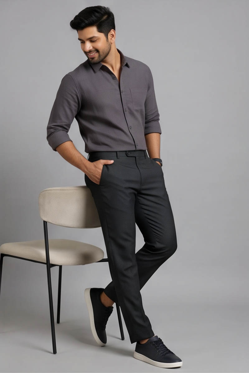 Modern Tailored Fit Trousers - Black - 3