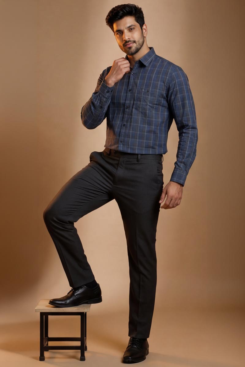 Aqua Blue Stripe Classic Shirt - A-Blue - 3