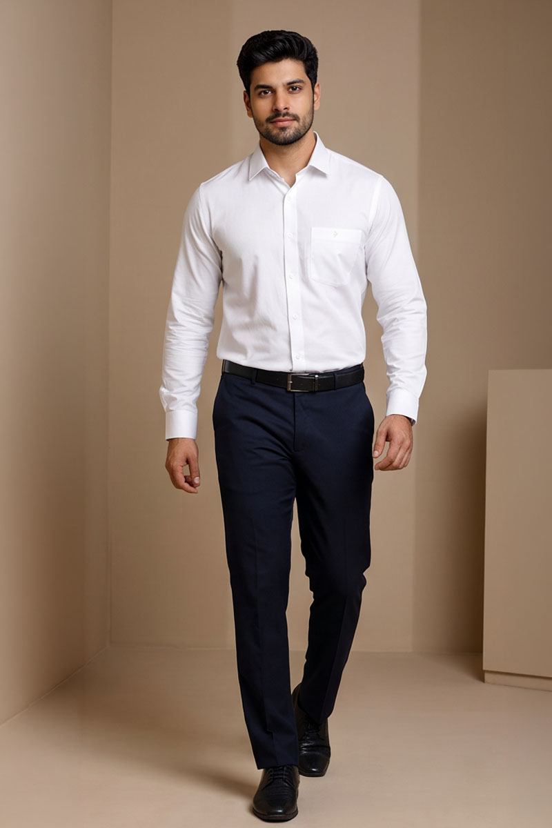Premium White Formal Shirt -White - 3