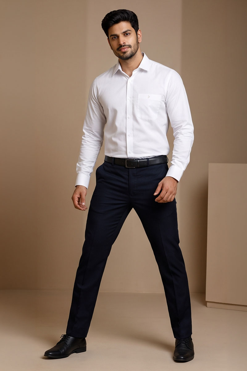 Premium White Formal Shirt -White - 4