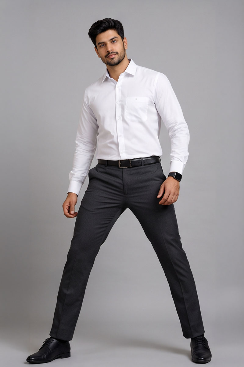 Premium White Formal Shirt -White - 4