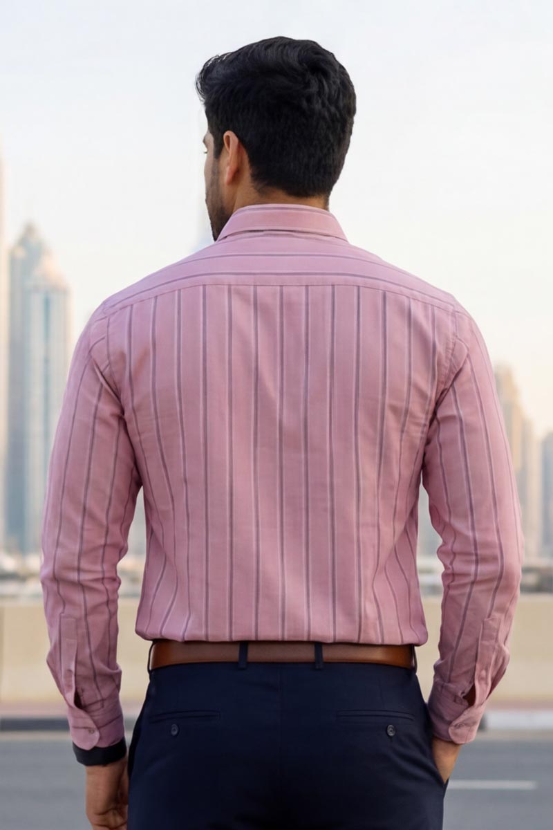 Urban Stripe Formal Shirt – Dark Pink (Smart Fit) - 6