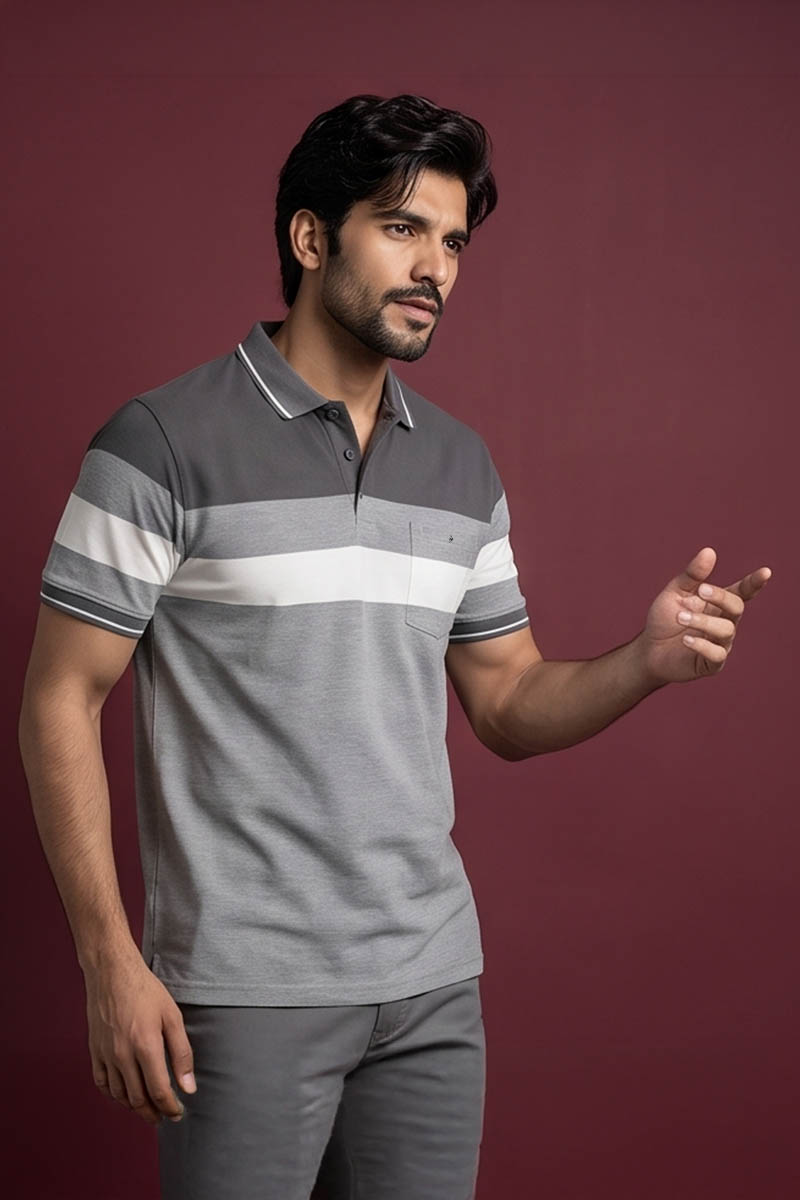 Graphite Signature Colour Block Polo Tee-Brown - 6