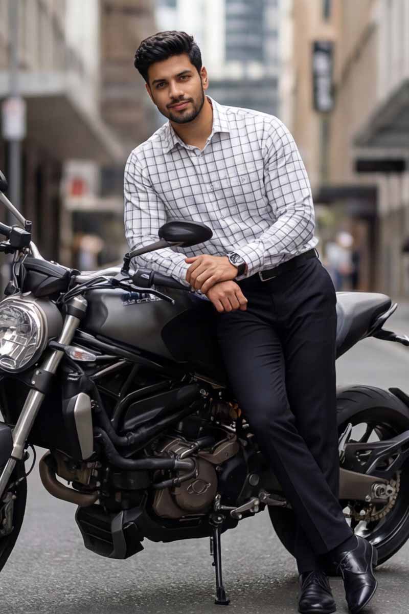 Grey Checks Bamboo Cotton Shirt (Smart Fit - Full Sleeves)_RABBC-723 - 2