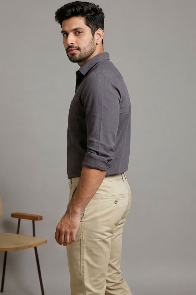 Men's Slim-Fit Stretch - L-Green - 3