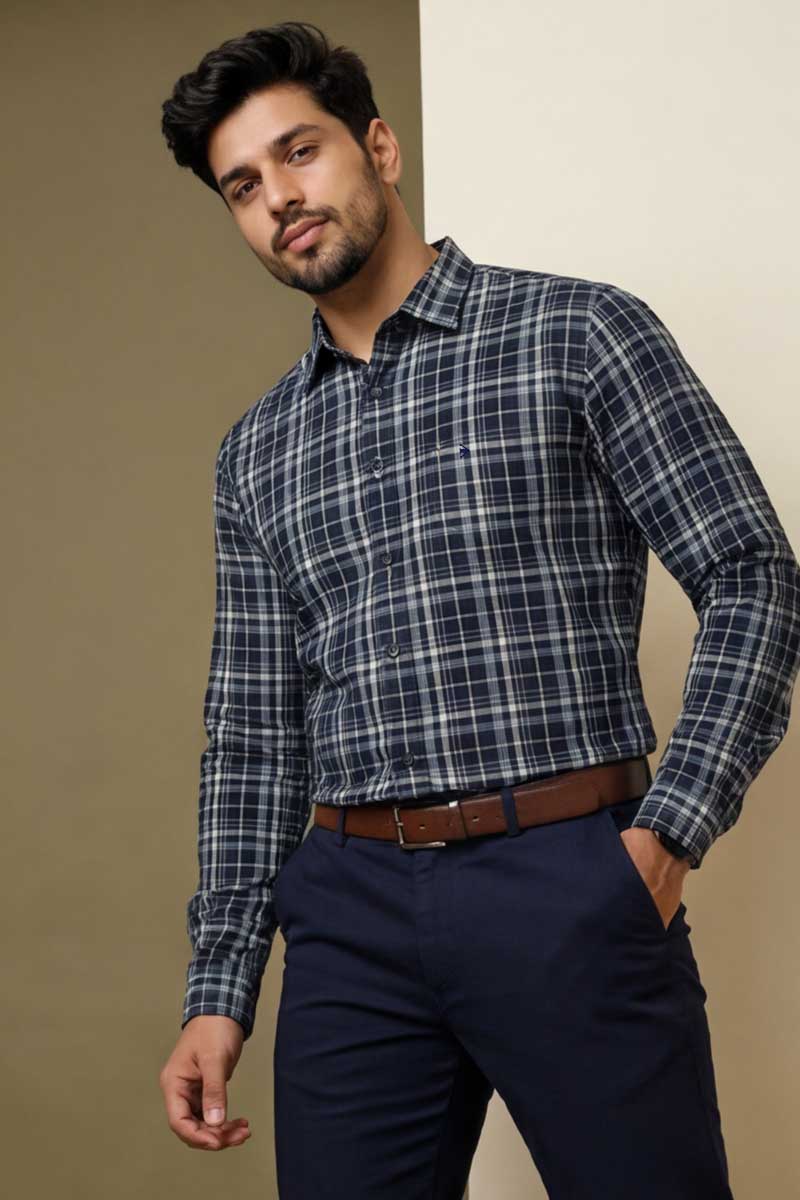Classic Heritage Blue Plaid Shirt - A-Blue - 2