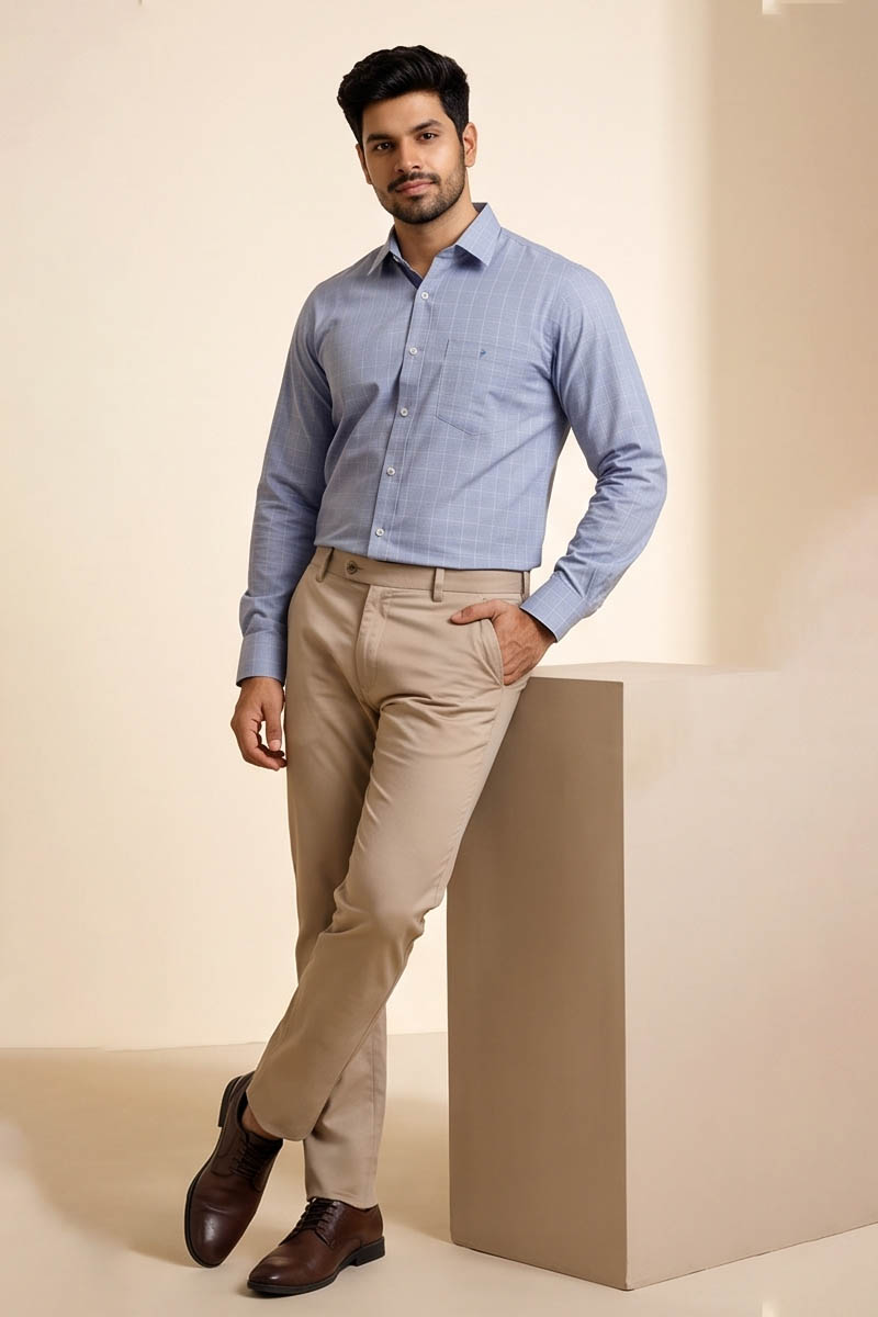 Classic Check Formal Shirt - Light Blue - 5