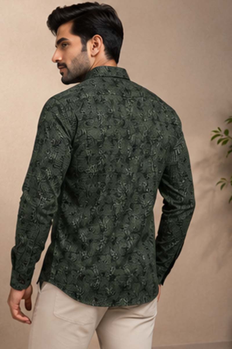 Men's Olive Green Exclusive Shirt - Green - 6