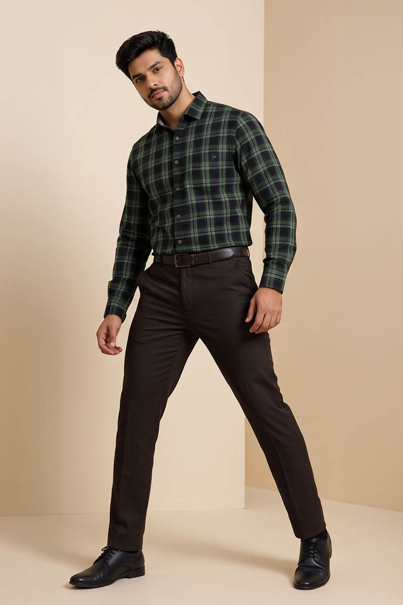 Premium Dark Green Checked Shirt - 3