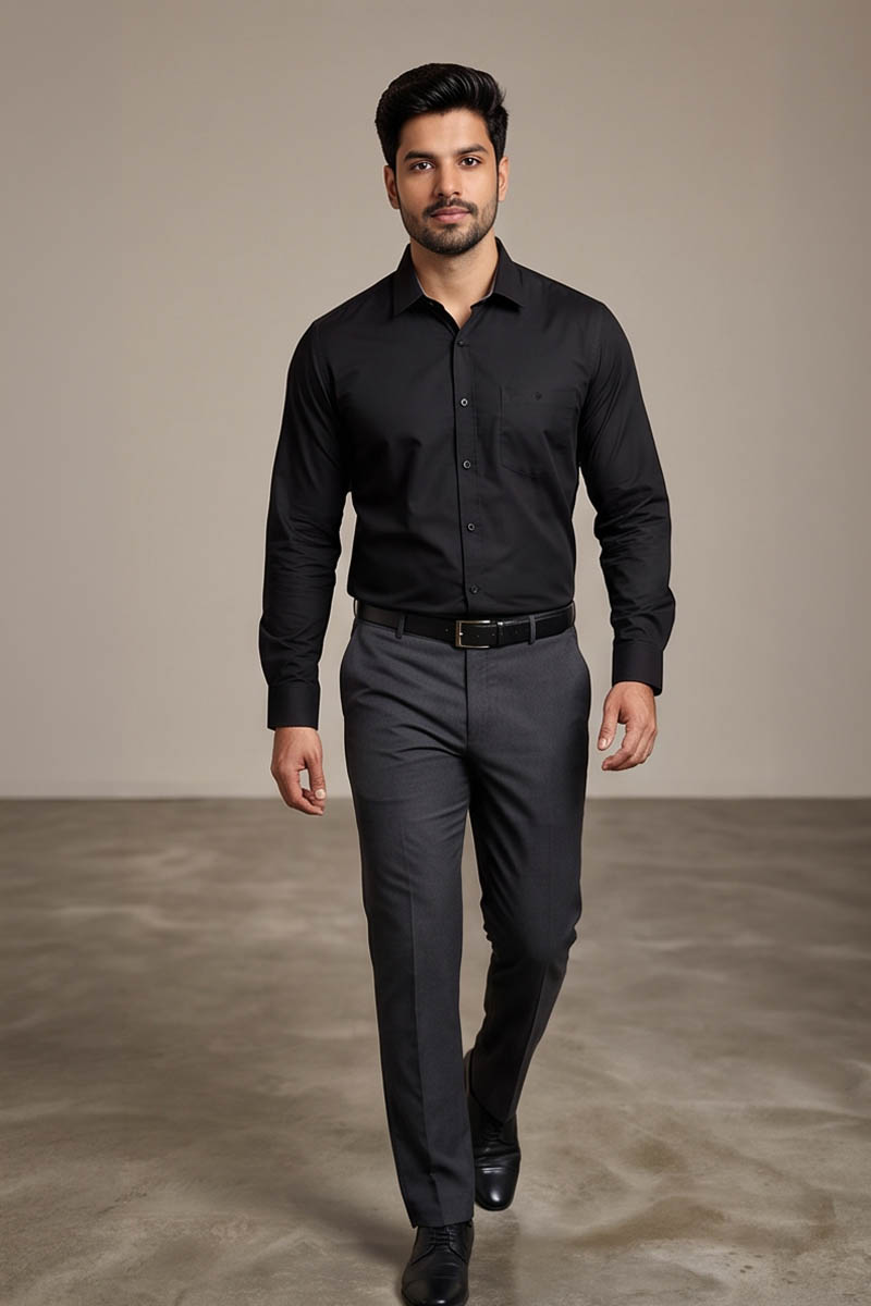 Signature Black Office Shirt - Black - 3