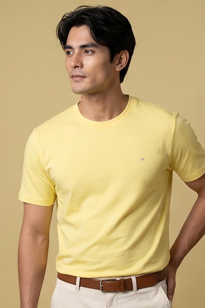 Pastel Yellow Essential Crew Tee -Yellow - 5