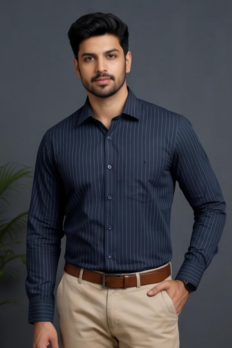 Modern Navy Business Shirt - Navy - 3