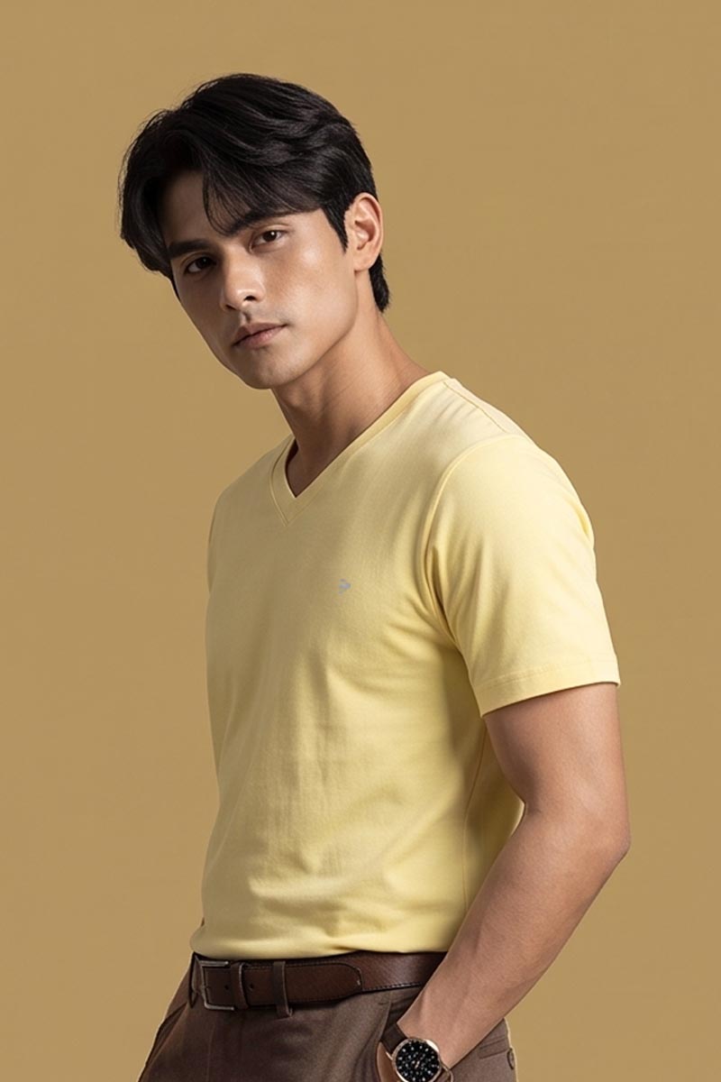 Pastel Yellow Essential Crew Tee -Yellow - 6