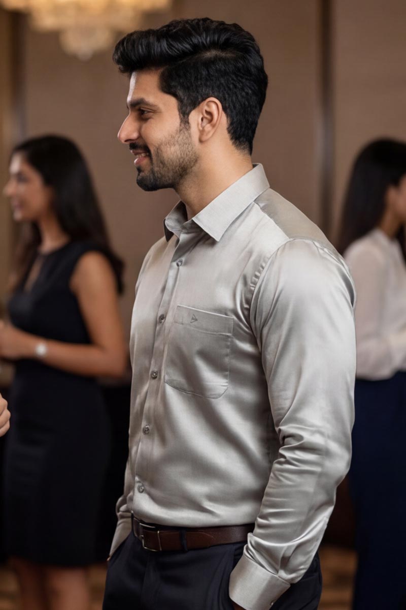 SmartEase Semi-Formal Shirt – Light Grey - 3
