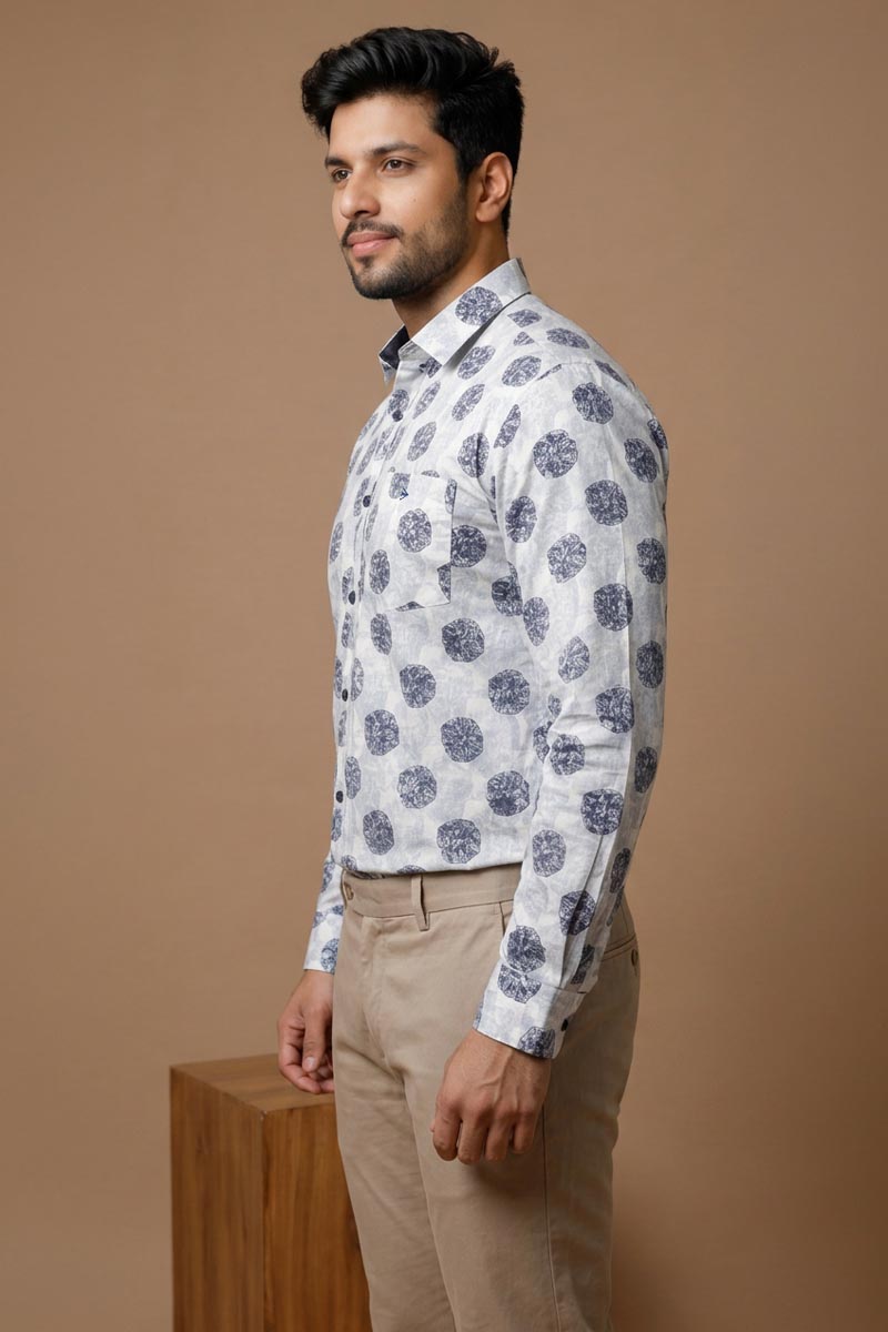 Classic Grey Medallion Print Shirt - L-Grey - 2