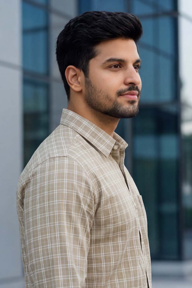 Heritage Check Formal Shirt – Fawn - 5