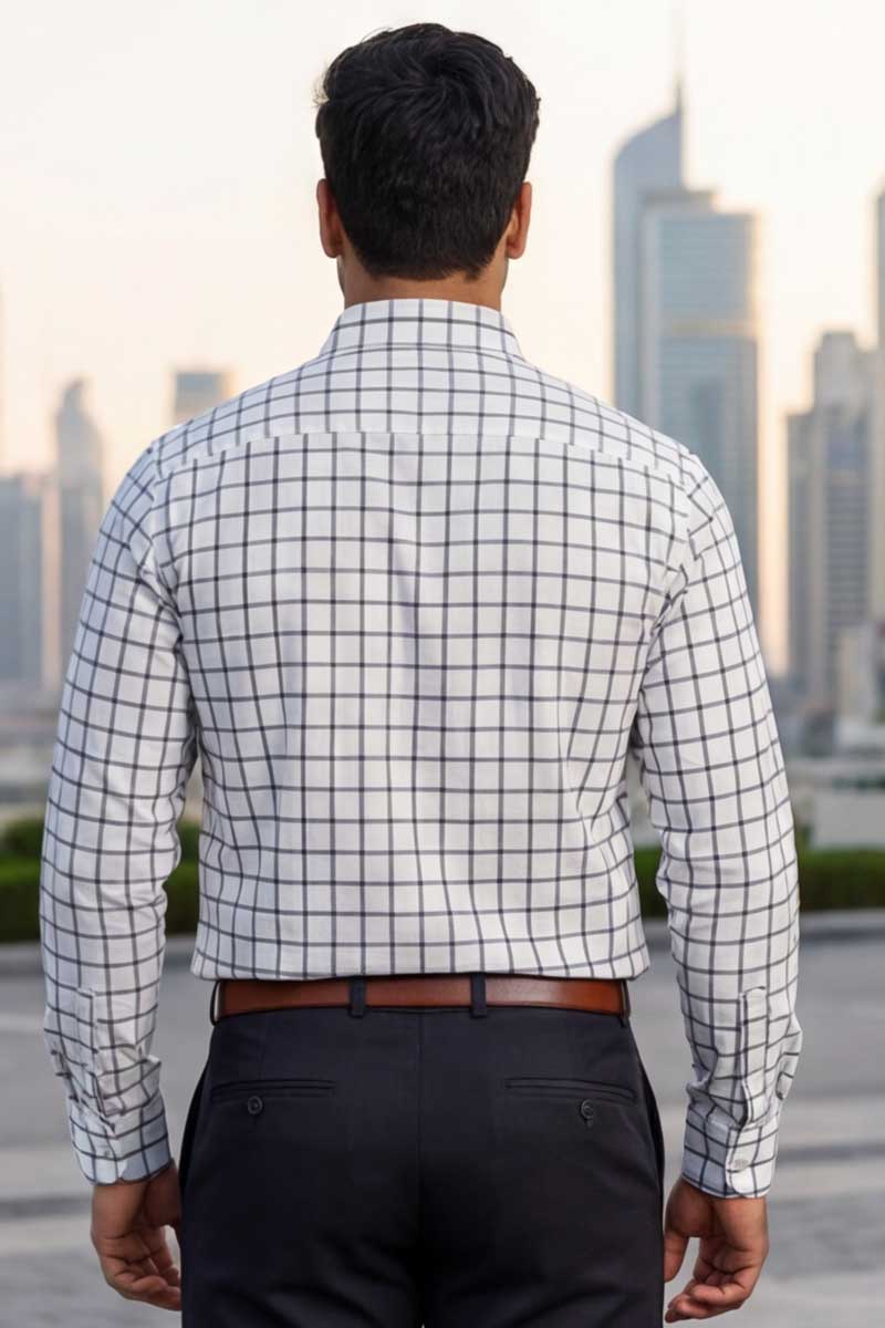 EcoLux Bamboo Cotton Shirt – White Checks - 5