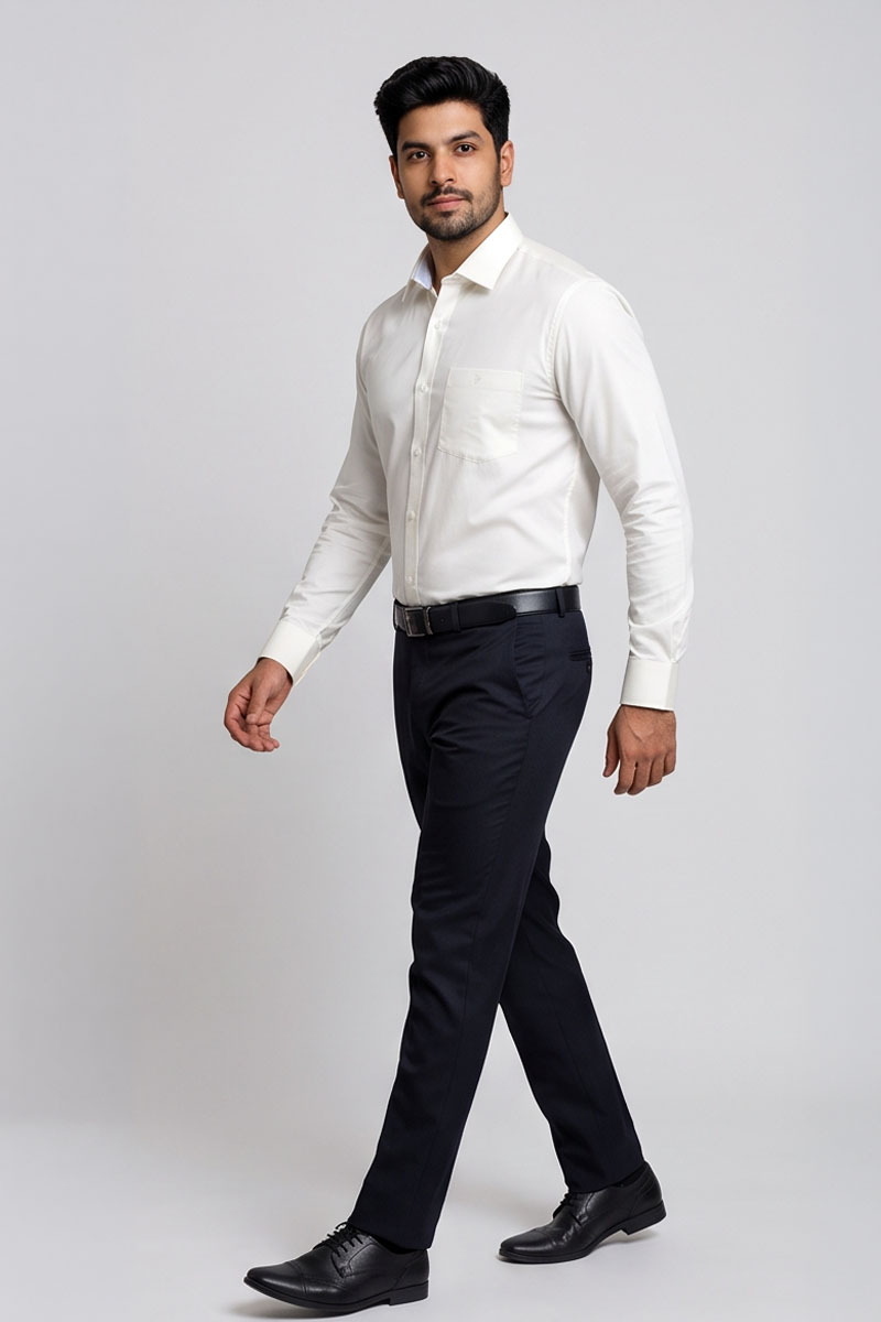 Classic Off-White Office Shirt -Half-White - 3