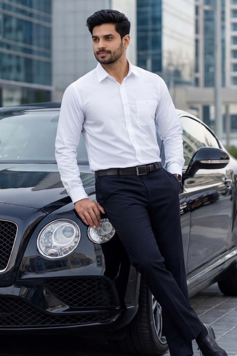 Classic Elite Formal Shirt – White (Slim Fit, Full Sleeve) - 2