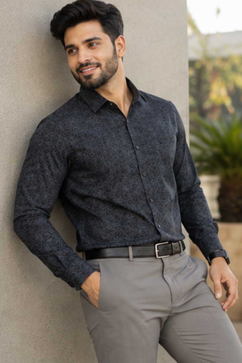 Elegant Grey Formal Shirt- Grey - 2