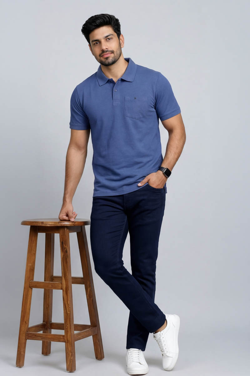Smart Casual T-Shirt - Blue-Melange - 2