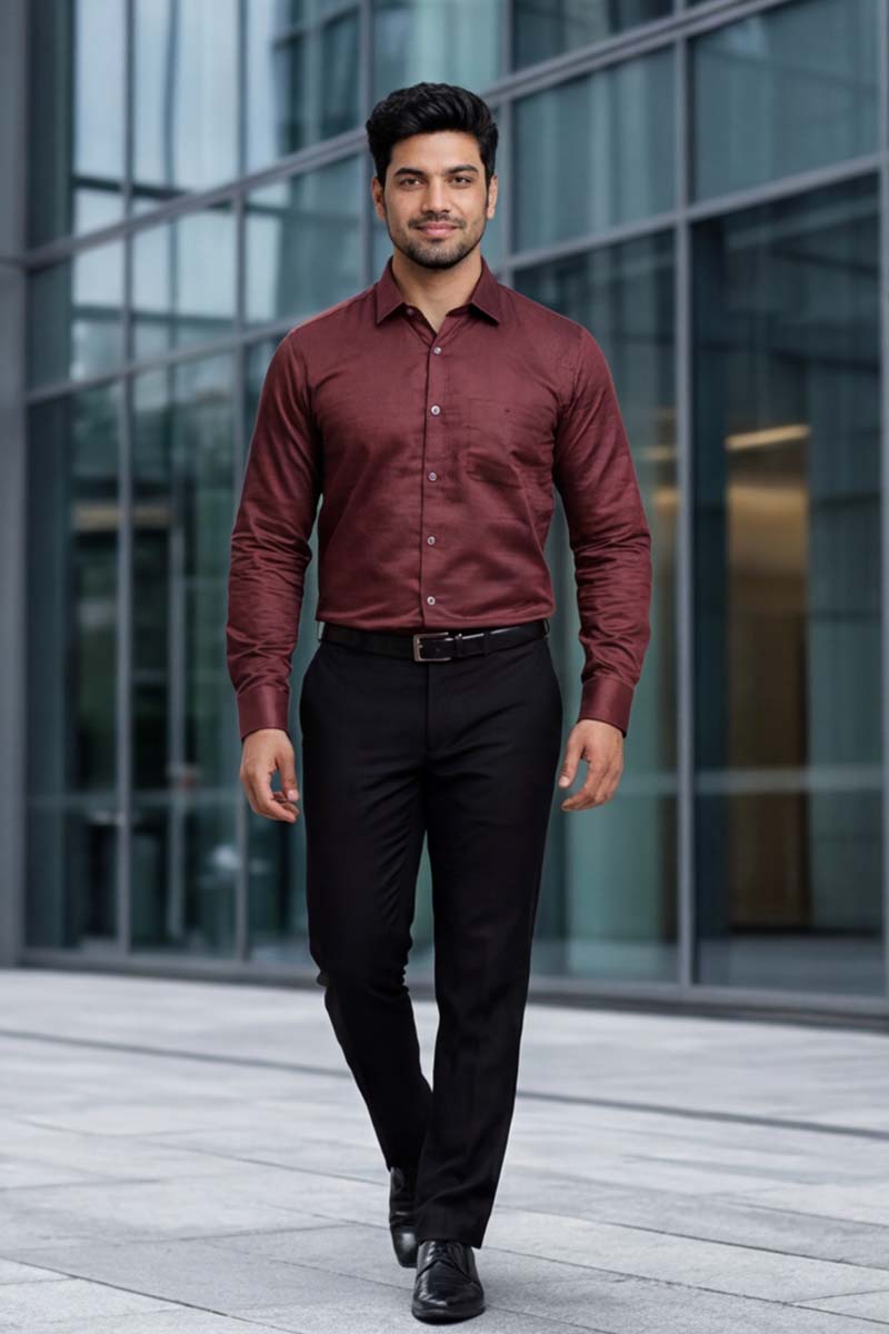 Long Sleeve Maroon Shirt - 5