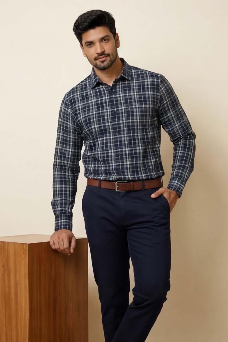 Classic Heritage Blue Plaid Shirt - A-Blue - 4