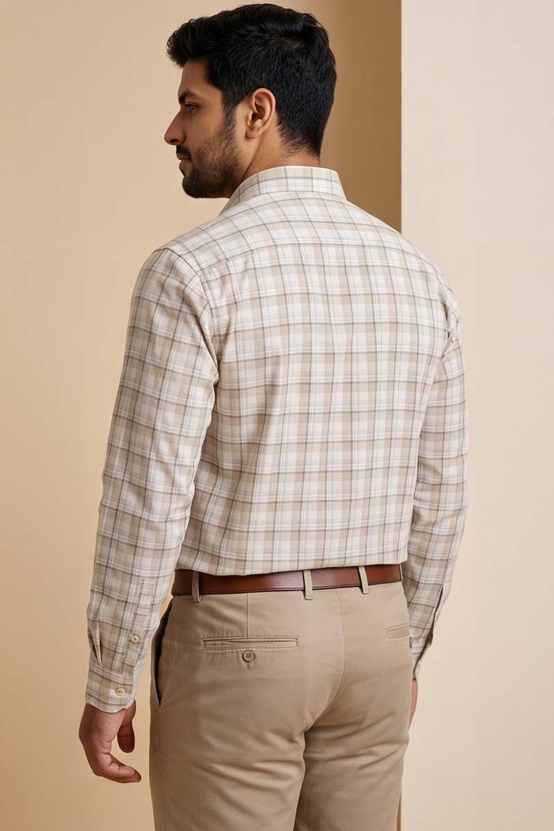 Premium Fawn Checked Shirt - Fawn - 6